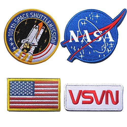 NASA U.S.A. Logo - Antrix 4 Pieces US American Patch NASA Patch Iron on/Sew on Tactical ...