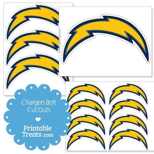 Chargers Lightning Bolt Logo - Printable Chargers Logo Cut Outs from PrintableTreats.com | Football ...
