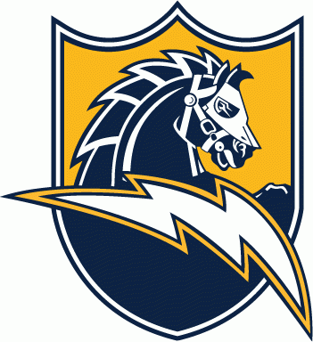 Chargers Lightning Bolt Logo - San Diego Chargers Alternate Logo (1997) on navy shield