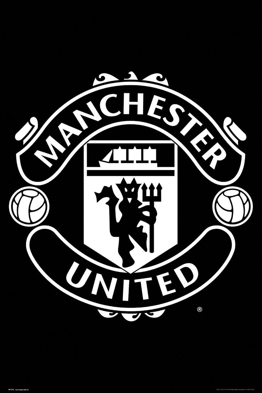 United White Logo - Manchester United B&W Crest Maxi Poster