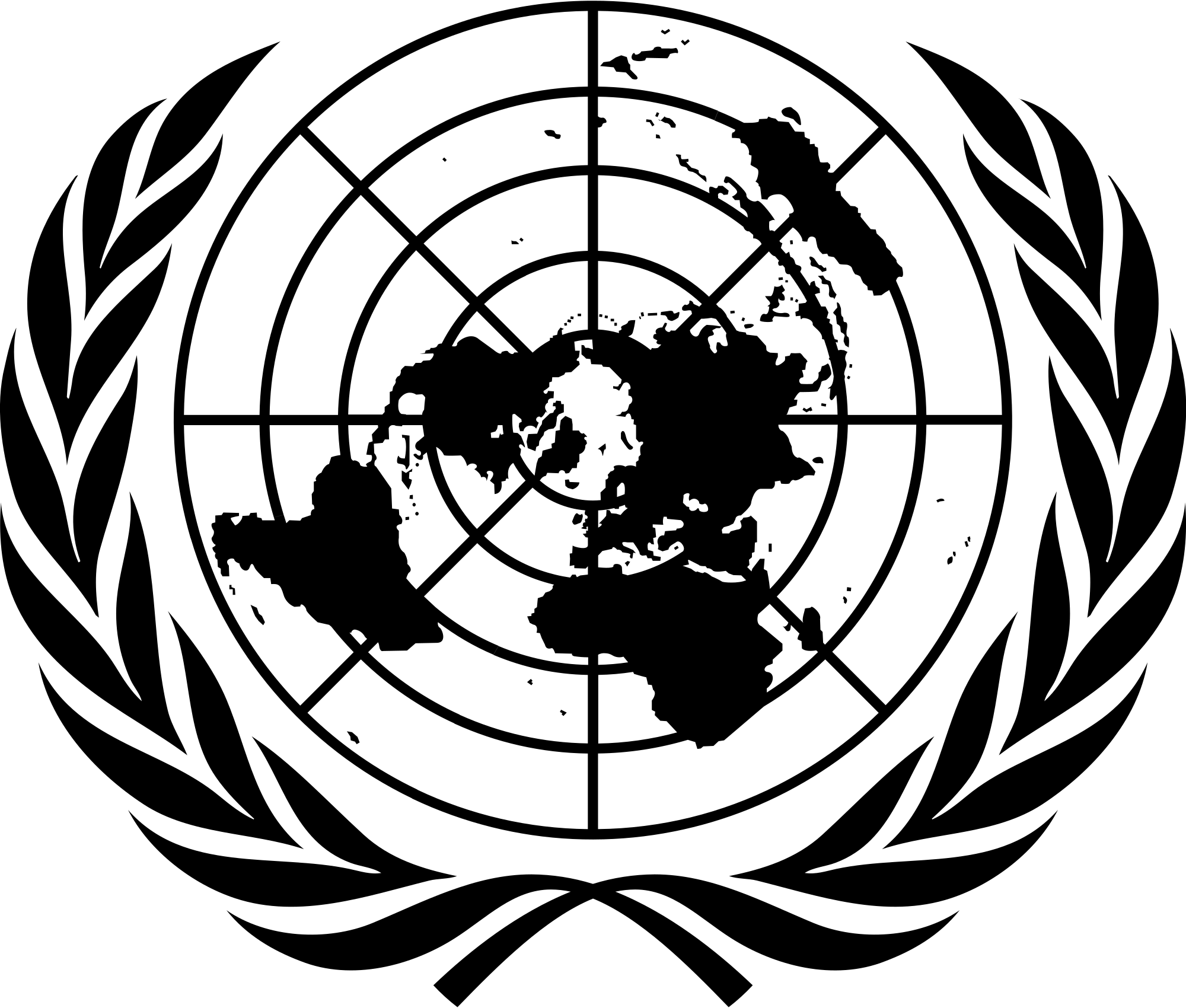 United White Logo - Logo of the United Nations (B&W).svg