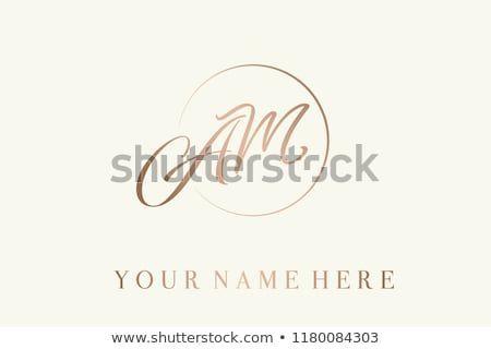 Metallic Colored Logo - AM calligraphic monogram in rose gold metallic color.Logo with ...