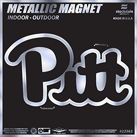 Metallic Colored Logo - Pittsburgh Panthers NEW LOGO Pitt 6 MAGNET Silver