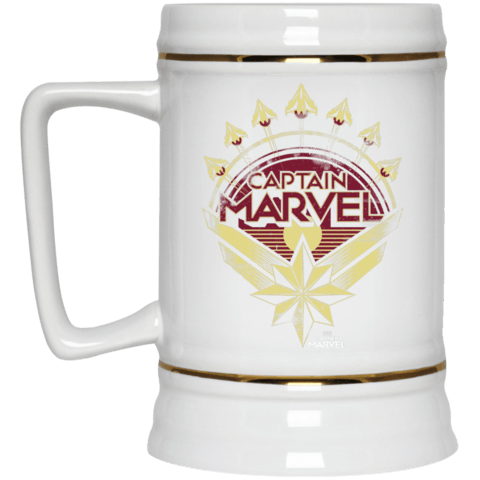 Red and Yellow Plane Logo - Captain Marvel Yellow Red Plane Flight Logo Beer Stein 22 oz ...