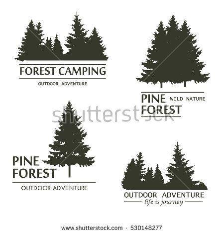 Pine Tree Logo - Fir trees silhouette logo. Pine plant wood branch natural forest ...