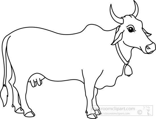 Black and White Cow Logo - Animals Clipart- cow-black-white-outline-clipart-72027 - Classroom ...