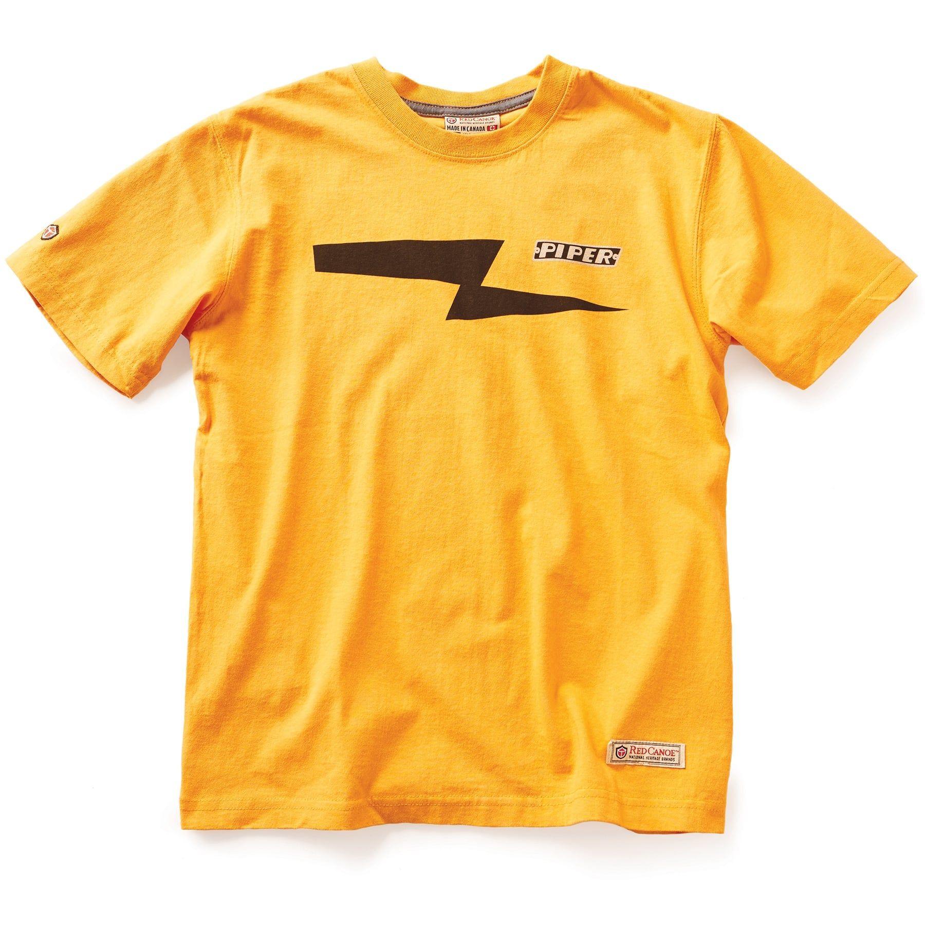 Yellow E Logo - Red Canoe Piper Logo T-Shirt - Yellow
