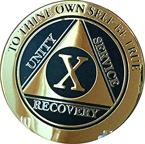 Unity Service Recovery Logo - Recoverychip 10 Year AA Medallion Elegant Black Gold