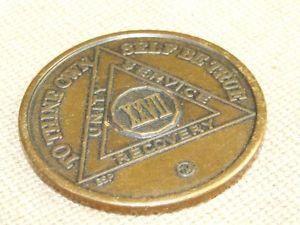 Unity Service Recovery Logo - Vintage 27 Year Sober AA Alcoholics Anonymous Brass Token Unity ...