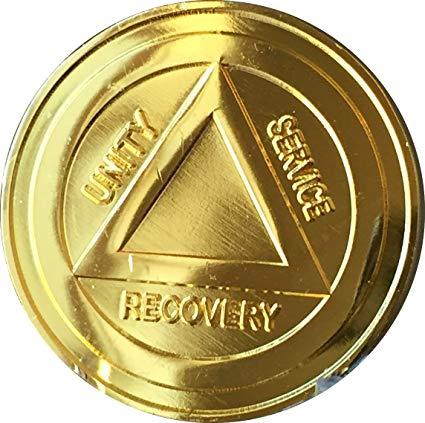 Unity Service Recovery Logo - AA Logo Circle Triangle Gold Colored Medallion Unity