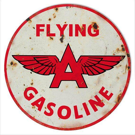 Flying a Gasoline Logo - Flying A Gasoline Vintage Looking Motor Oil Gas Station Garage