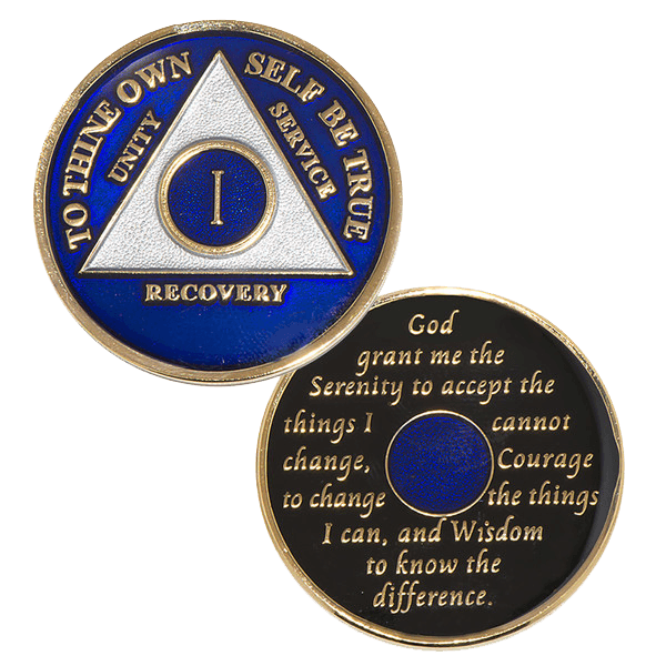 Unity Service Recovery Logo - AA Blue Medallion (Yrs 1-30) | Visions Bookstore