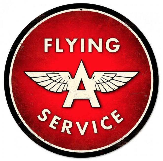 Flying a Gasoline Logo - Route 66 Store - - Flying A Gasoline Service Classic Metal Sign
