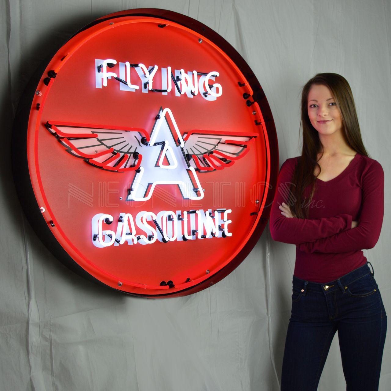 Flying a Gasoline Logo - Neonetics 9GSFLY Flying A Gasoline 36 Inch Neon Sign In Metal Can