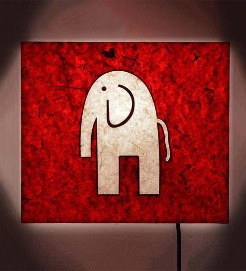 Two Red and White Square Logo - Buy Elephant Red & White Square Wall Lamp by Craftter Online - Two ...