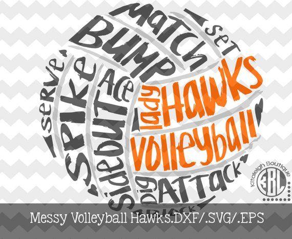 Hawks Volleyball Logo - Messy Lady Hawks Volleyball Design INSTANT DOWNLOAD In Dxf Svg Eps