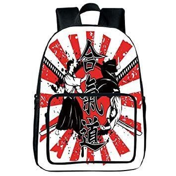 Two Red and White Square Logo - Amazon.com: Strong Durability Square Front Bag Backpack,Japanese ...