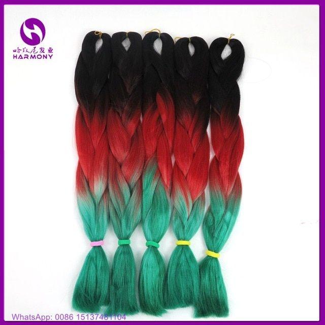 Red Green Twist Logo - FREE SHIPPING 10packs 24 100g ombre green jumbo braiding hair black