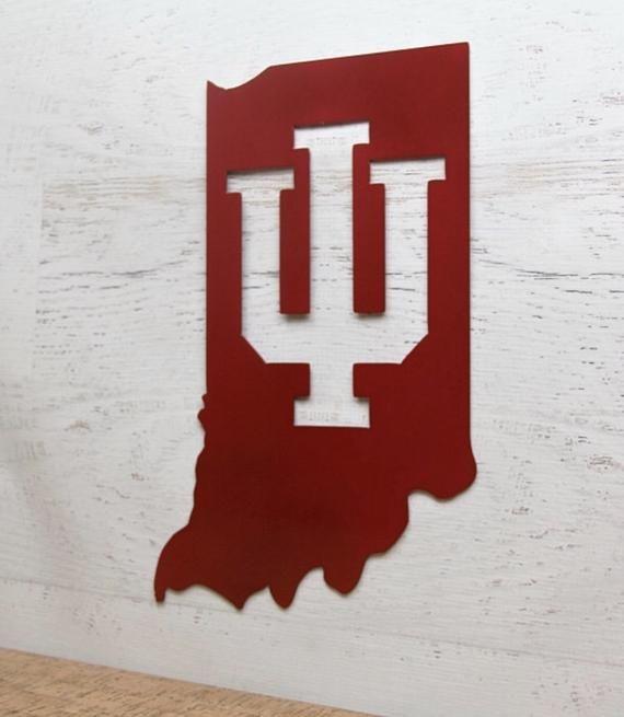 Indiana University Logo - Indiana Hoosiers Logo Indiana Shape Metal sign | Etsy