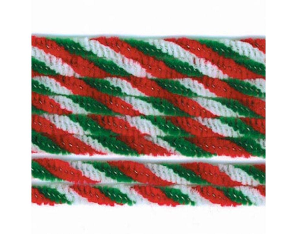 Red Green Twist Logo - SALE - 10 Red, Green & White Twist Craft Pipe Cleaners