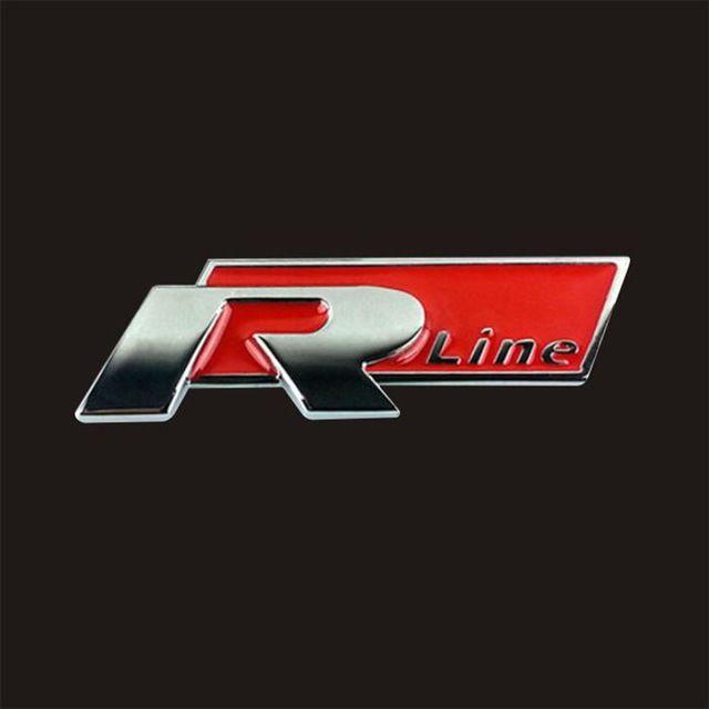 3 Line Red Car Logo - Car stickers three dimensional standard metal logo R Line sports car ...