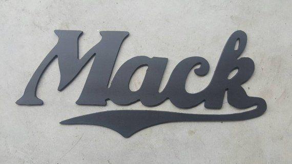 Mack Emblem Logo - Mack Trucks script logo metal wall art plasma cut decor