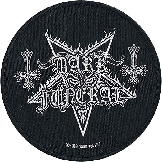 Black Circular Logo - Dark Funeral Logo Patch 9cm Dia Black: Clothing