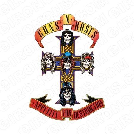 Guns and Roses Appetite for Destruction Logo - GUNS N' ROSES APPETITE FOR DESTRUCTION LOGO MUSIC T-SHIRT IRON-ON ...