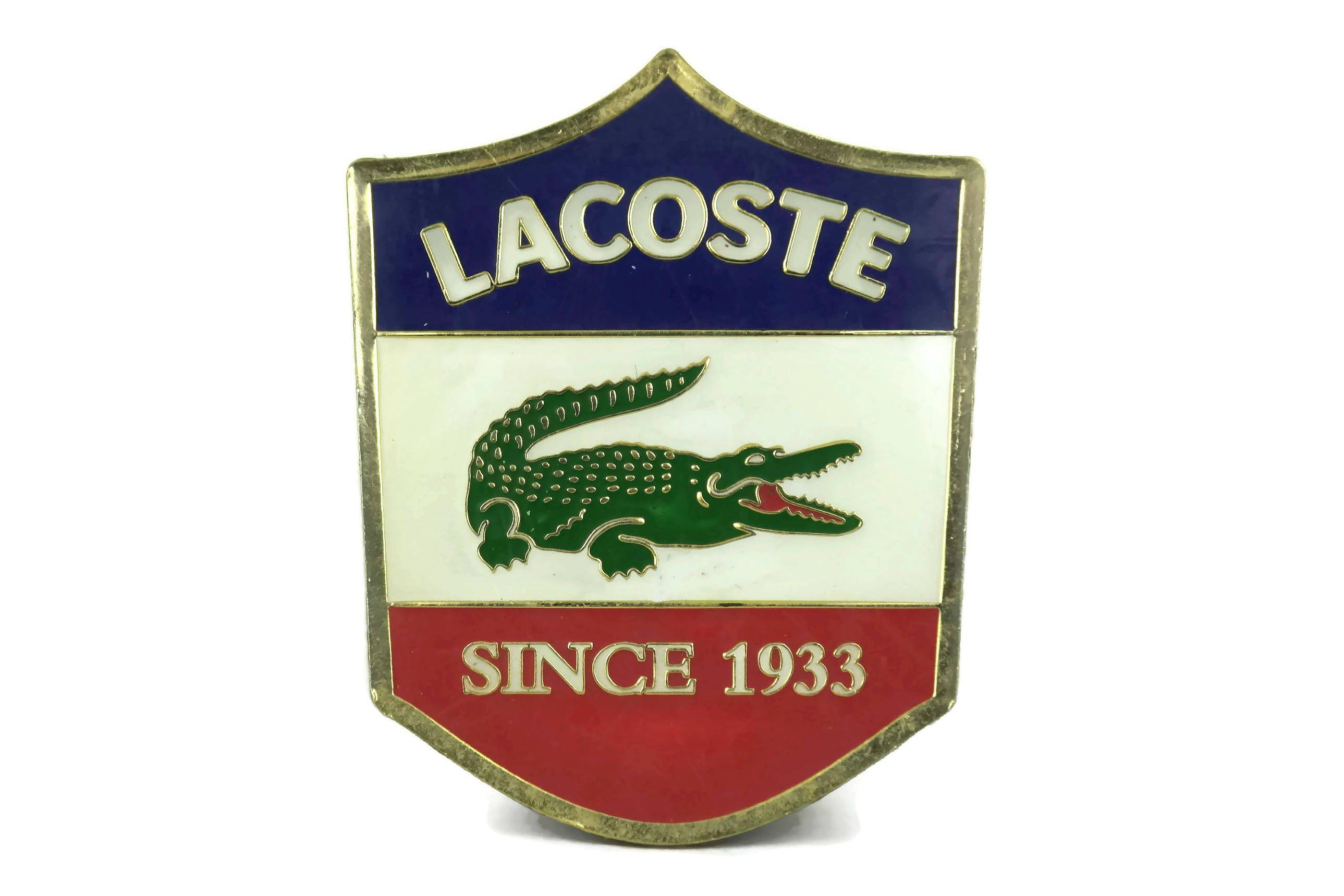 French Crocodile Logo - Vintage Lacoste Advertising Badge with Crocodile. French Blue, White ...