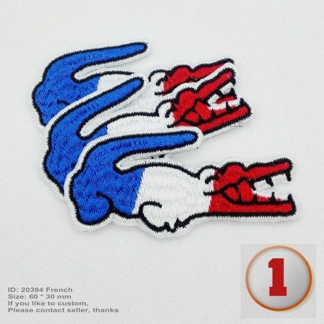 French Crocodile Logo - Free Shipping Crocodile French Flag Embroidered France Patches ...