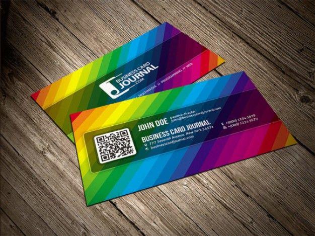 Colored Business Card Logo - Color rainbow business card template PSD file