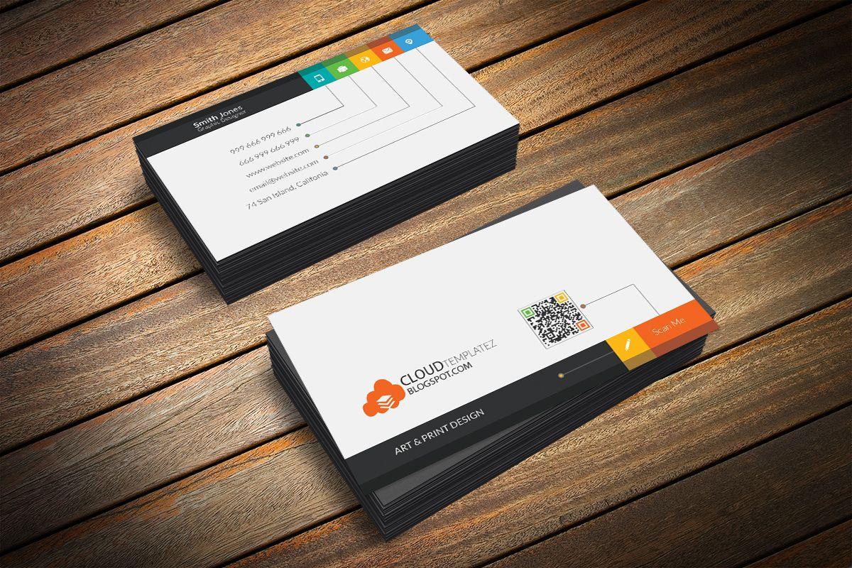 Colored Business Card Logo - Vibrant Multi-color Business Card Template - Cloud Templatez - All ...