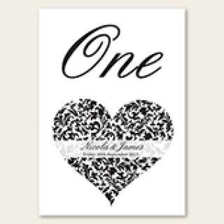 Black and White Heart Logo - Guest Information Card and White Heart Pattern