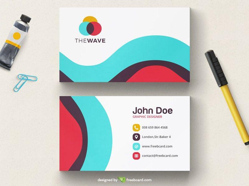 Colored Business Card Logo - Simple wavy colored business card tempalte - Freebcard