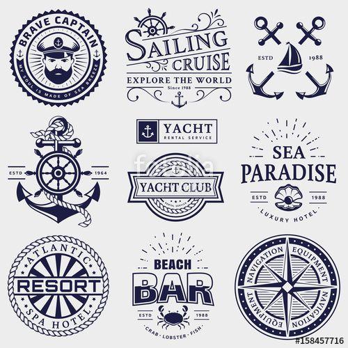 Nautical Logo - Sea and nautical logos isolated on white background. Stock image