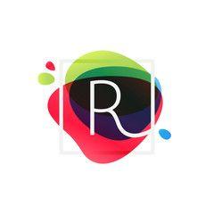 Multi Color U Logo - U letter logo in square frame at multicolor splash background