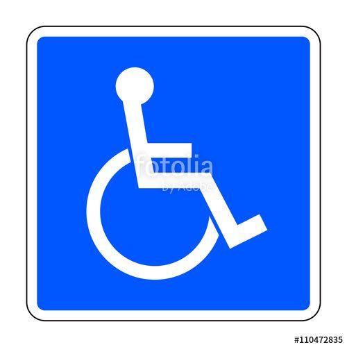 White and Blue Square Logo - Disabled sign. Handicapped person icon in a blue square isolated