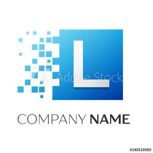 White and Blue Square Logo - Letter L vector logo symbol in the colorful square with shattered ...