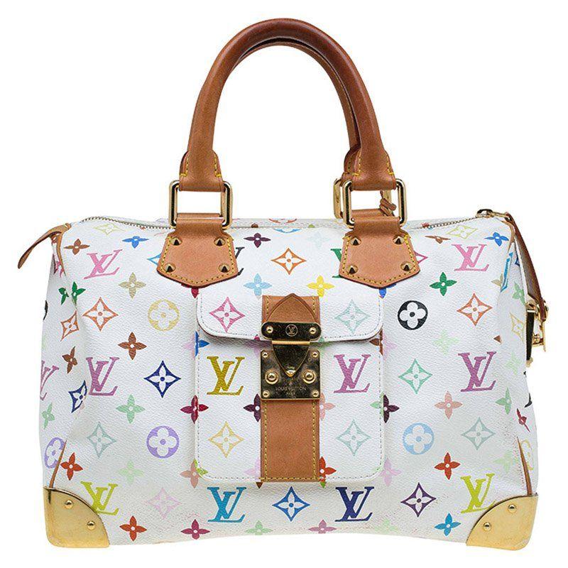 Multicolor Louis Vuitton Logo - Buy Louis Vuitton White Multicolor Monogram Canvas Speedy 30 Bag ...