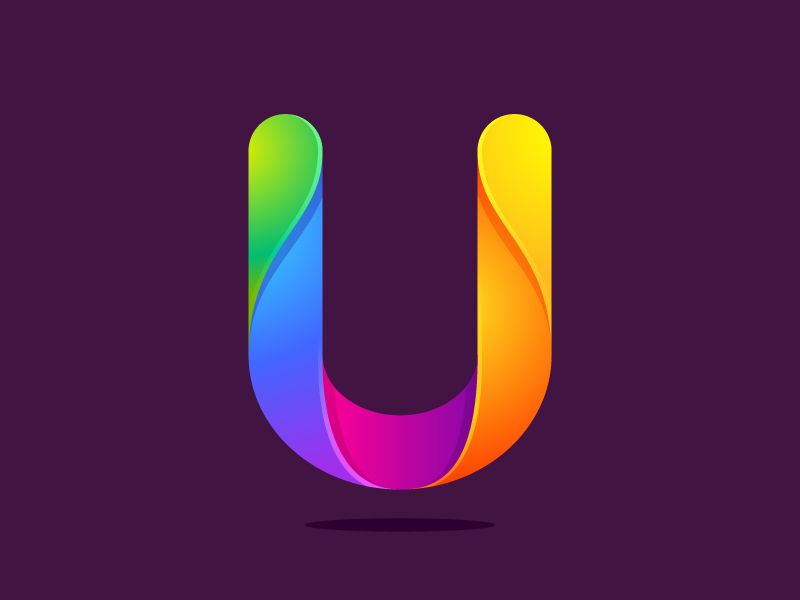 Multi Color U Logo - U letter by Roma Korolev (kaer logo)