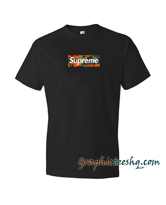 Orange Camo Supreme Logo - Supreme Box Logo Camo Hunter Orange tee shirt