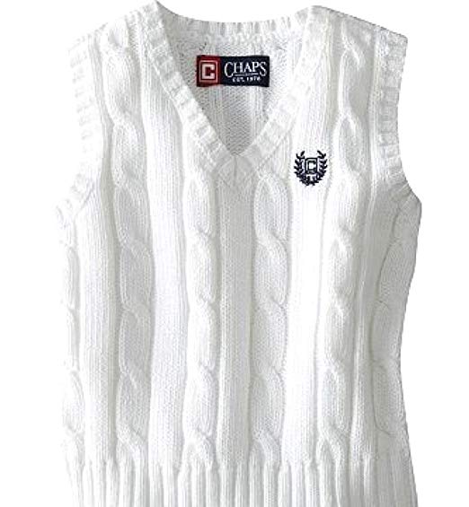 Chaps Clothing Logo - CHAPS Boys Kids Cable Knit V Neck Sweater Vest White W