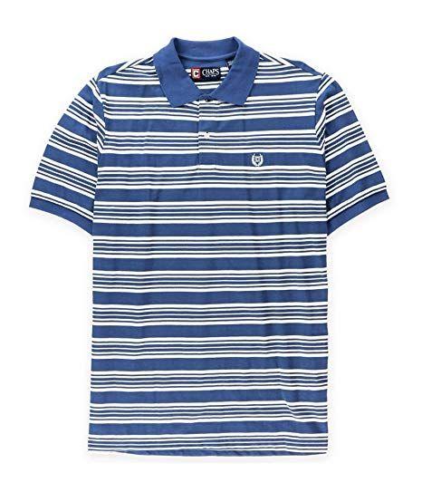 Chaps Clothing Logo - Chaps Mens Striped Logo Rugby Polo Shirt Blue Big 2X & Tall at