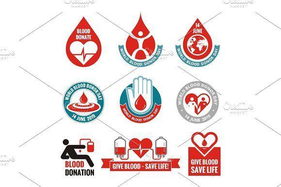Donate Blood Save Life Logo - Blood Donation Logo Badges