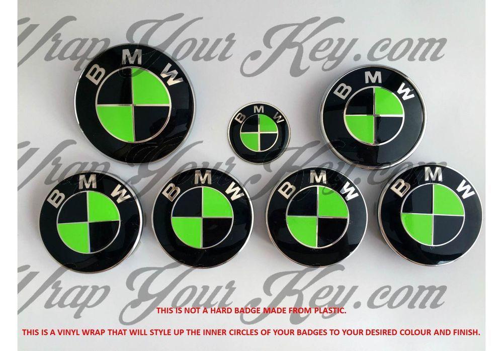 4 Green Circles Logo - BLACK & GREEN Badge Emblem Overlay WRAP FOR BMW HOOD TRUNK RIMS