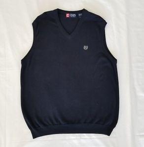 Chaps Clothing Logo - Chaps Blue Sweater Vest Mens Size L Large Navy V Neck Cotton ...