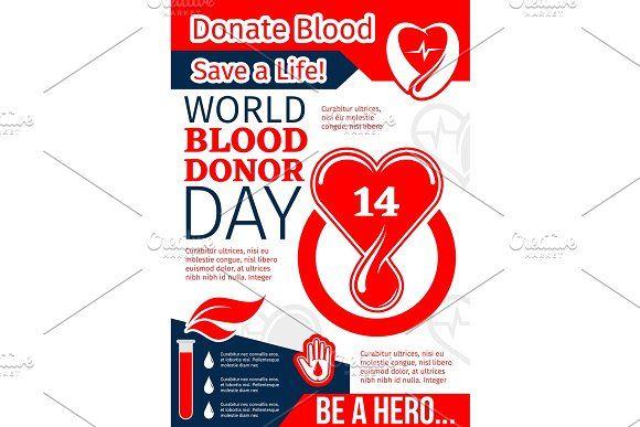 Donate Blood Save Life Logo - Donate Blood, Save Life banner of World Donor Day ~ Illustrations ...