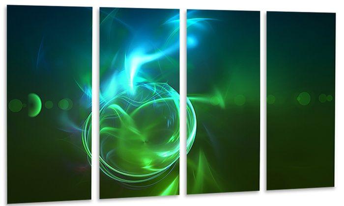 4 Green Circles Logo - Glowing Green Circles Abstract Metal Wall Art 48x28 4 Panels | Groupon