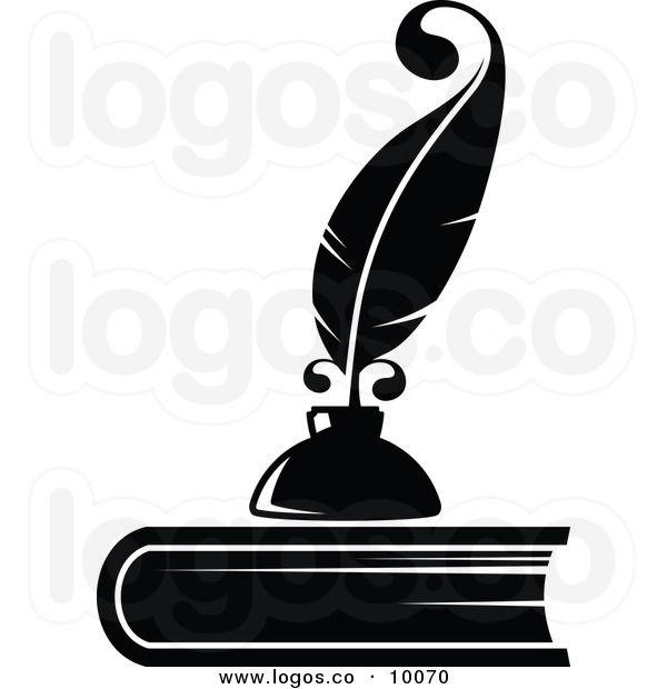 Feather Quill Logo - Royalty Free Vector of a Black and White Feather Quill Pen and Ink ...