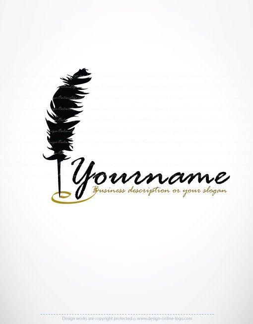 Ink Quill Logo - Exclusive Design: Feather Ink Pen Logo + Compatible FREE Business ...
